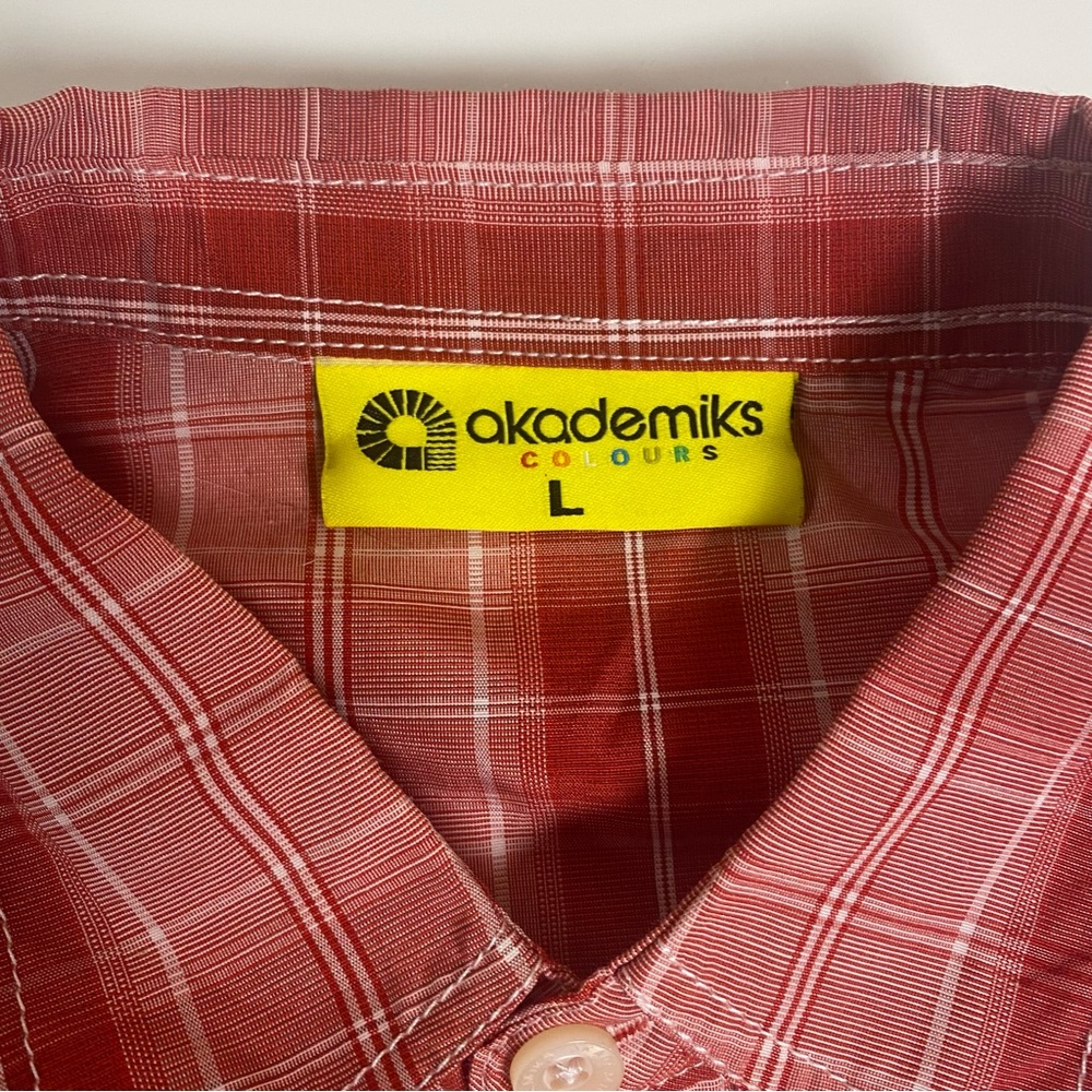 ALABAMA CRIMSON TIDE Red Plaid Short Sleeve Button Down Shirt‎ Epaulettes Size M - Picture 7 of 7